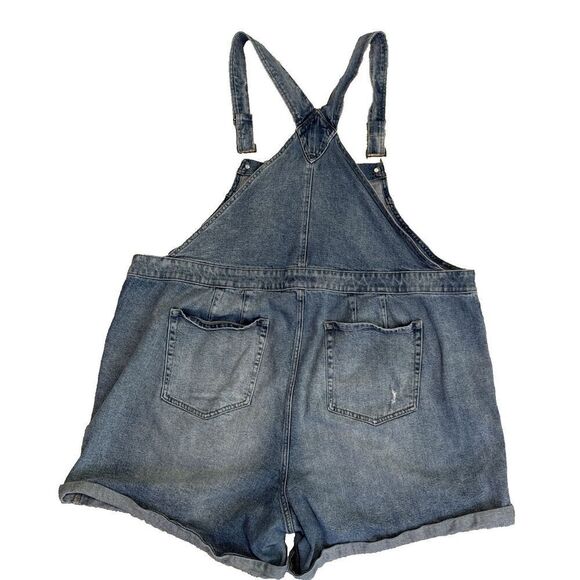 Lane Bryant Women’s Plus Size 26 Denim Short Overalls Shortalls Jeans Pockets - Picture 9 of 9